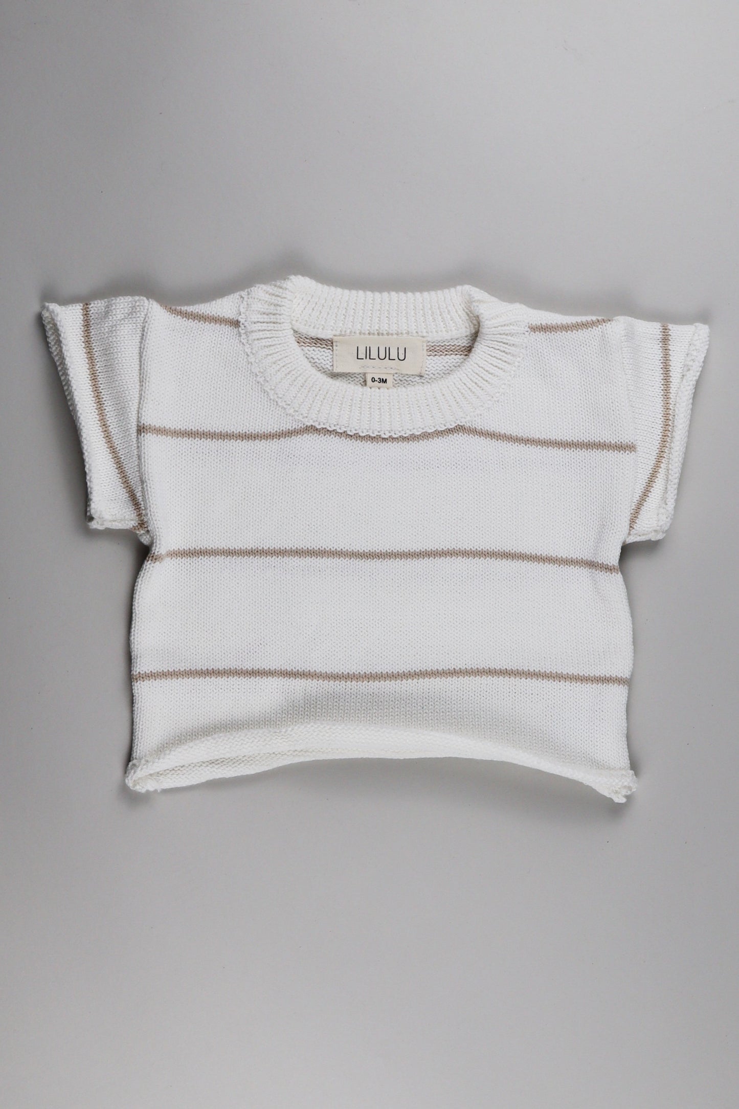 T-Shirt Striped Knit | Weiß - Beige