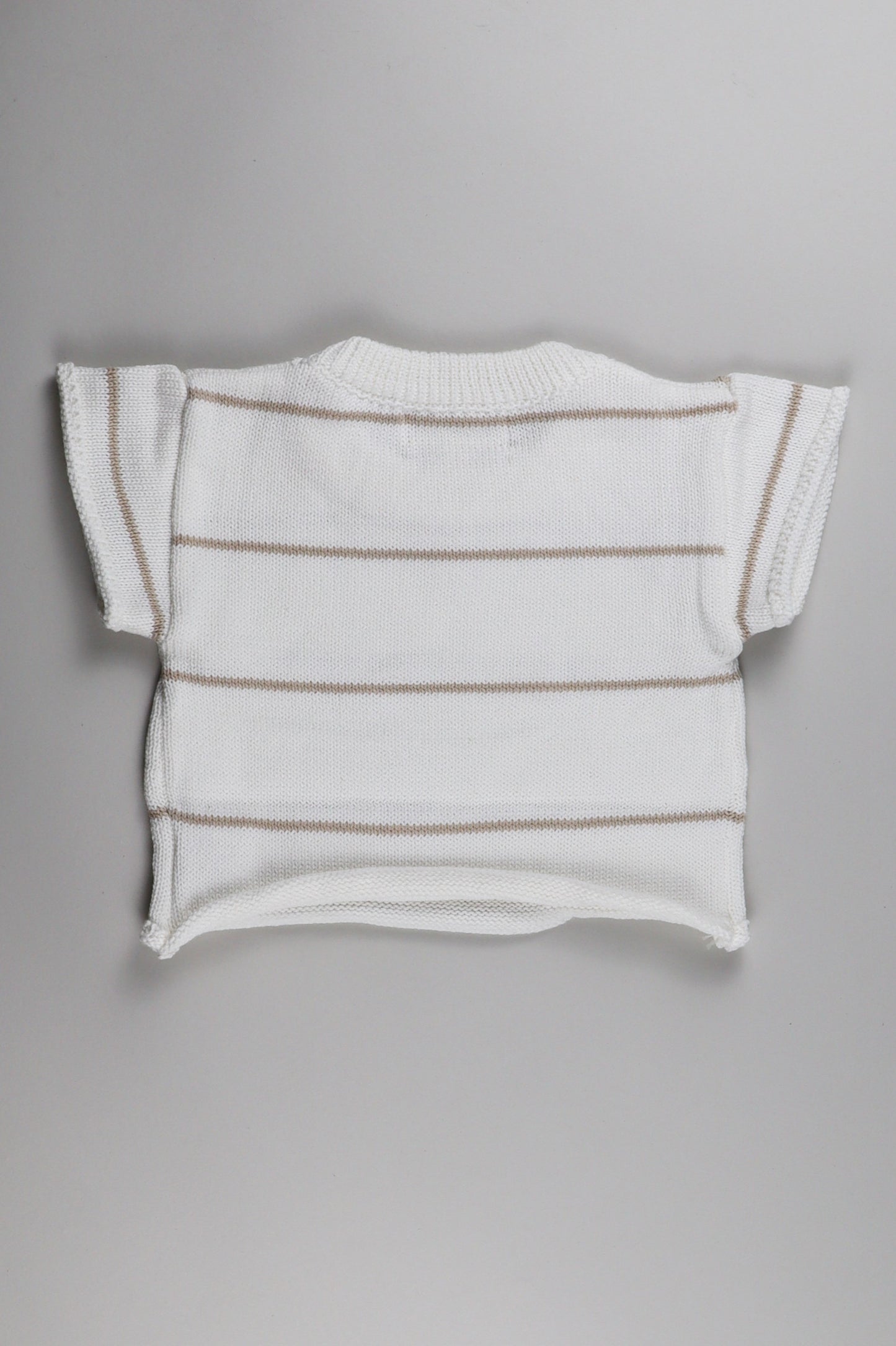 T-Shirt Striped Knit | Weiß - Beige